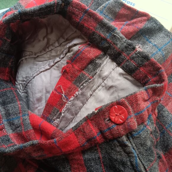 24W 24" Vintage 1960's Womens Skirt RED/GRAY PLAID WOOL MID RELIC CAMP - Picture 7 of 8